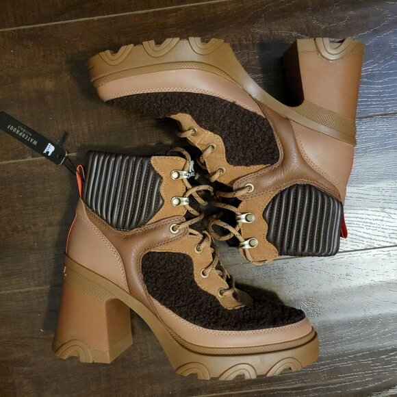 NEW Sorel Boots Brex Cozy Womens 9 Chocolate Brown Cozy Sherpa Faux Fur Modern - Picture 3 of 9